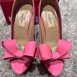 Valentino Vibrant Pink Heels with Bow Accent